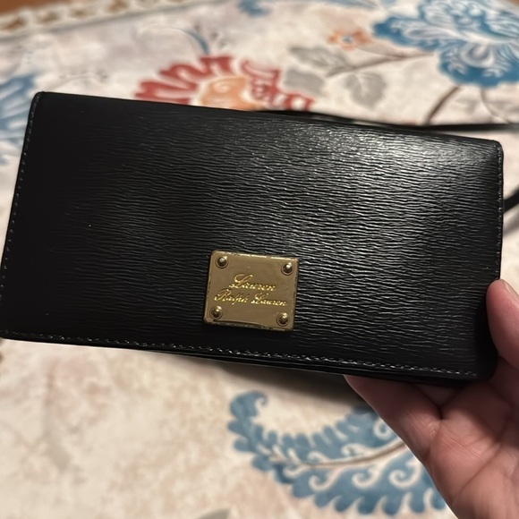 Ralph Lauren Epi Textured Black Leather Handbag w/ Bonus Epi Textured Wallet - Picture 4 of 7